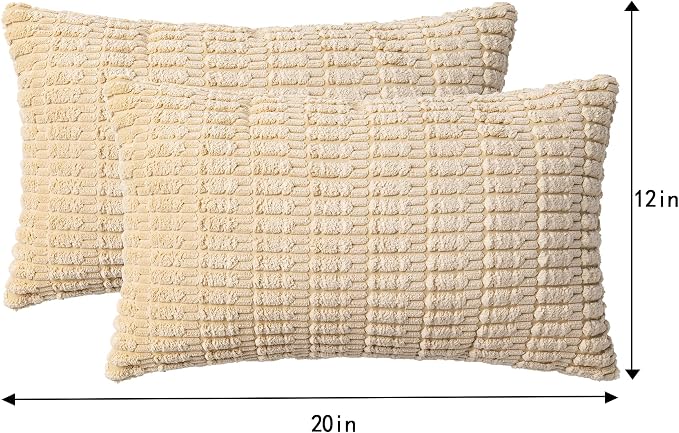 Aegero Pack of 2 Corduroy Decorative Throw Pillow Covers 12x20 InchSoft Boho - Image 7