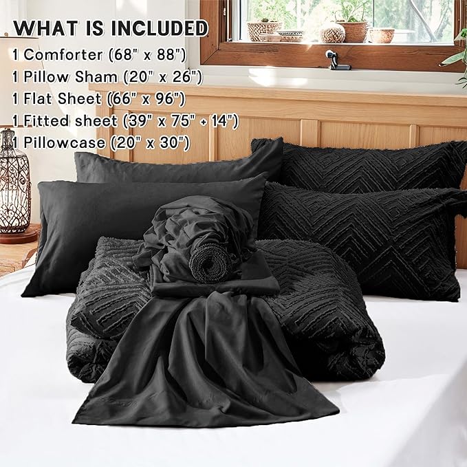 Zzlpp Twin Comforter Set 5 Pieces, All Season Boho Bedding Sets - Image 5
