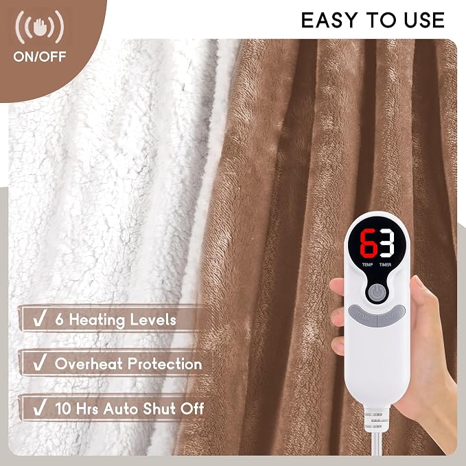 Heated Blanket Electric Throw Size 50''x60'' - Image 4