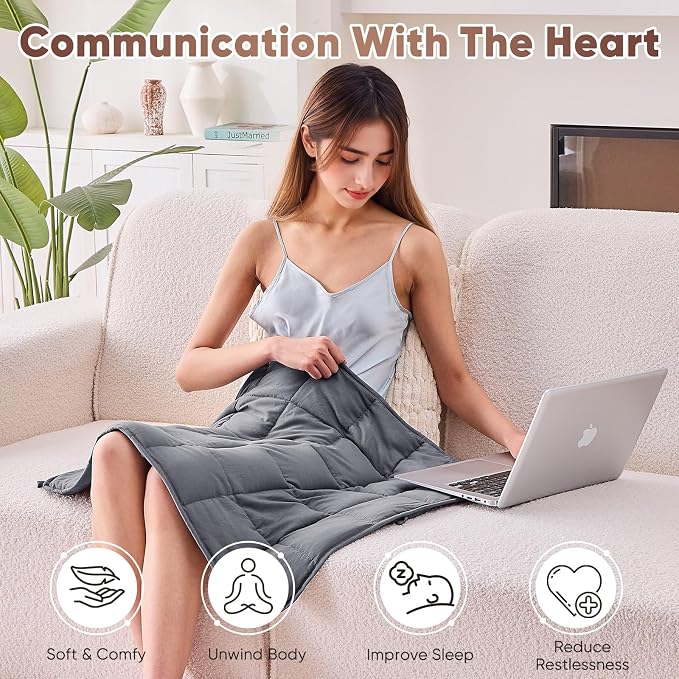 Weighted Lap Blanket for Adults 5lbs, Portable Travel Weighted Blankets - Image 4