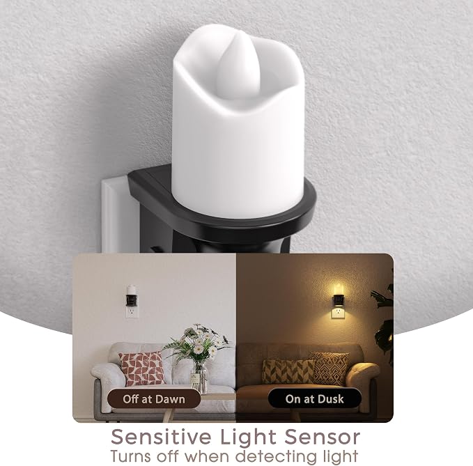 Flameless Candle Night Light, 3000K Warm White Candle Night Lights Plug into - Image 3