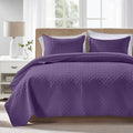 FLYMME Twin Quilt Set, Lightweight Purple Bedspreads, Basket Weave Pattern by FLYMME