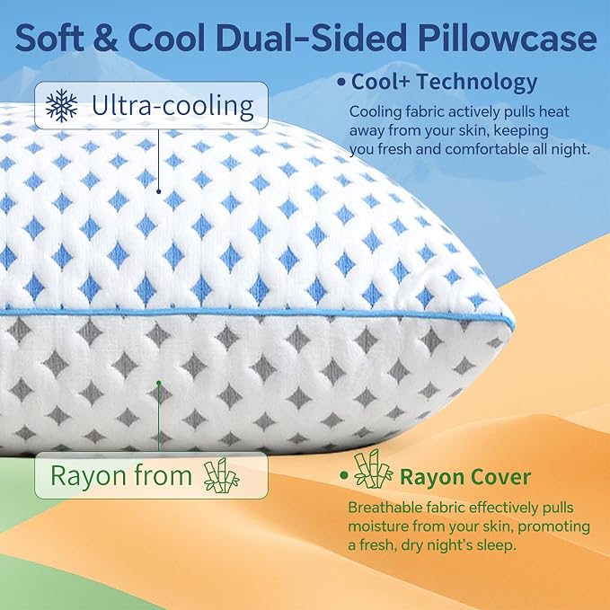 Memory Foam Pillow – Adjustable Loft Cooling Pillow Queen Size 1 Pack - Image 3