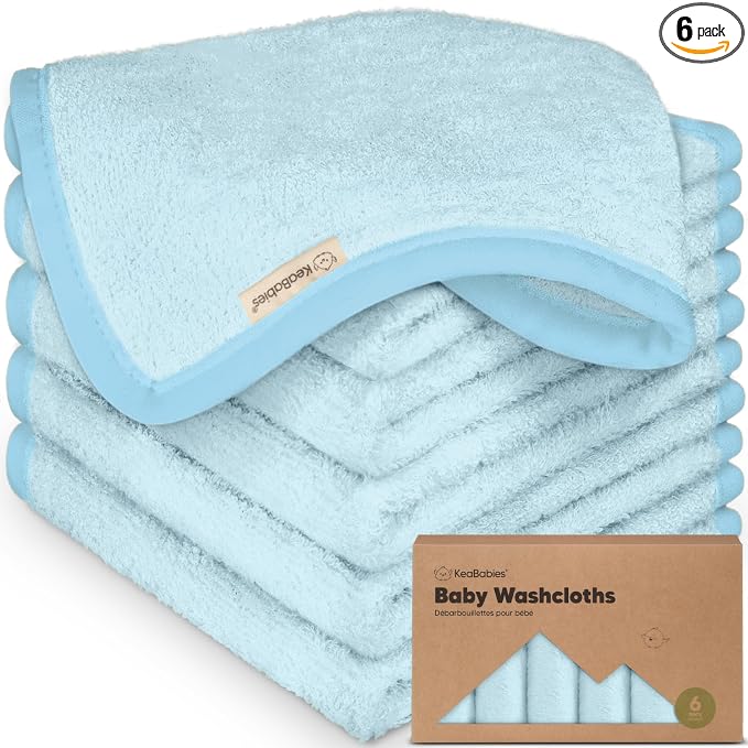 6-Pack Baby Washcloths – Soft Absorbent Viscose from Bamboo Washcloths by KeaBabies
