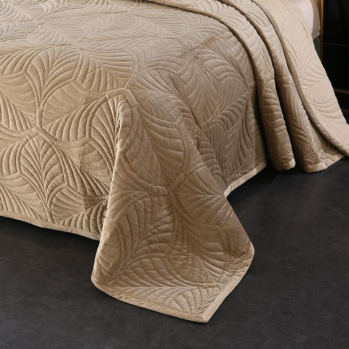 ROOMLIFE Quilt Set Full Size 3D Floral Embroidery Pattern 3-Piece Cotton - Image 2