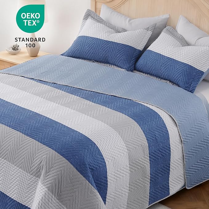 GOONE XL Queen Quilt Set 90"x96", Lightweight Spring & Summer Quilt Set - Image 3