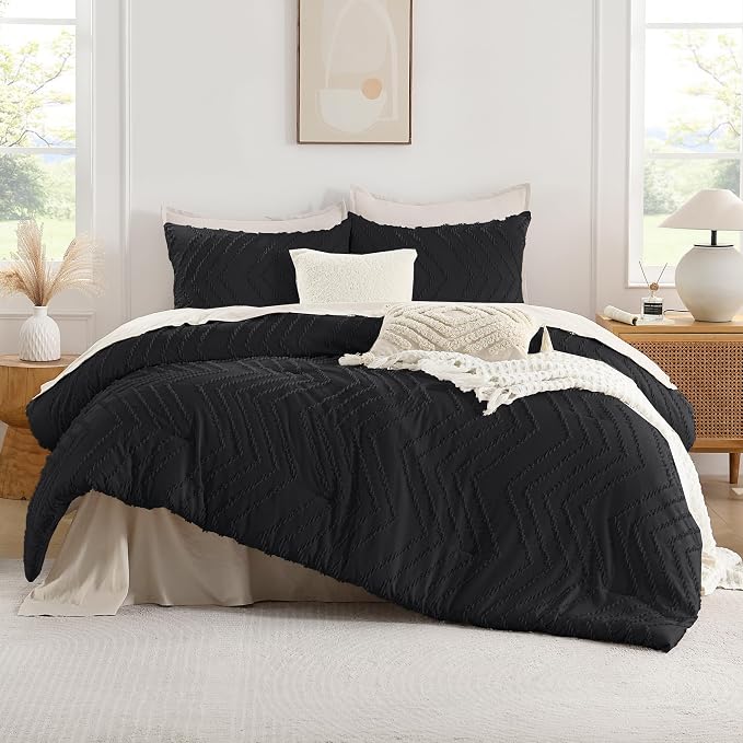 Andency Black Comforter Full Size, Boho Soft Fluffy Warm Lightweight Bedding - Image 2