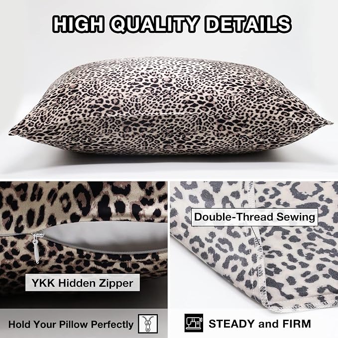 MANSPHIL Leopard Brown Print 100% Silk Pillowcase King Size, Hidden Zipper - Image 6