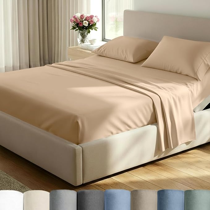 California Design Den 100% Cotton Split King Sheets, 600 Thread Count Sateen by CaliforniaDesignDen