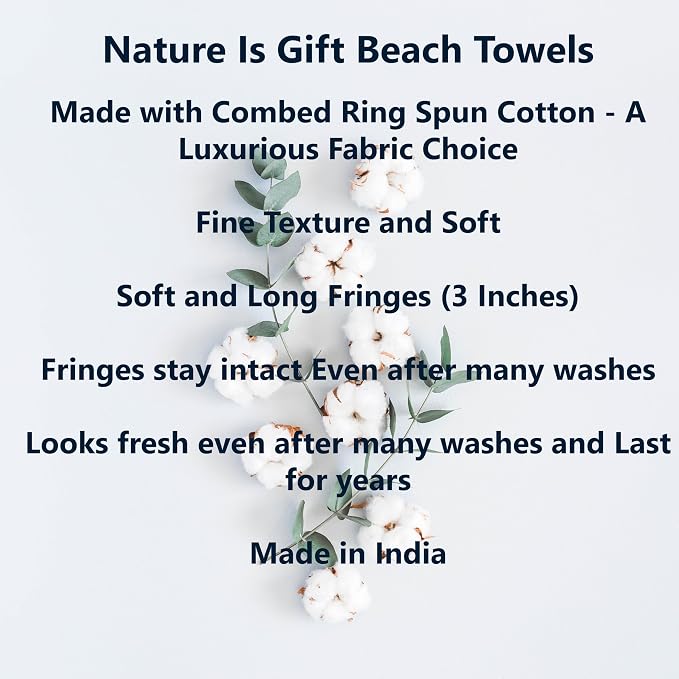Beach Towel 100% Cotton Turkish Beach Towel Adult 38x70 Inch Pre-washed - Image 4