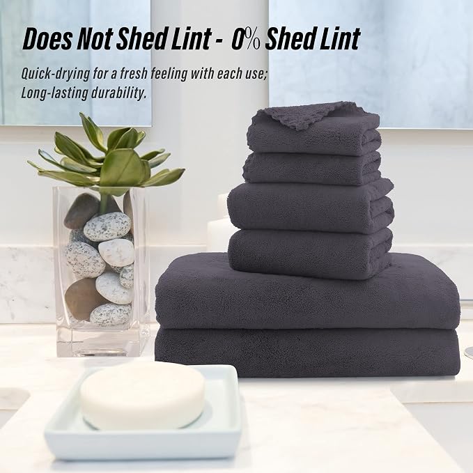 MOONQUEEN Ultra Soft Towel Set-Quick Drying-2 Bath Towels 2 Hand Towels 2 - Image 5