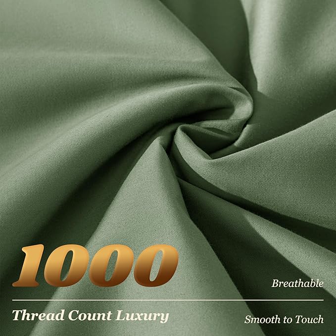LBRO2M 1000 Thread Count 100% Egyptian Cotton Sheets Set King Size, 4 Piece - Image 3