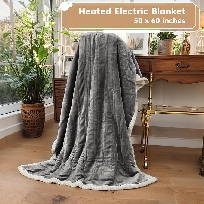 LaffyLo Heated Throw Blanket 50 x 60, Fast Heating Electric Blanket, Dual-Sided - Image 6