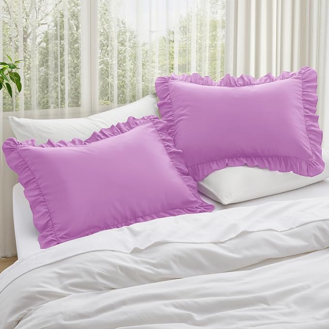 KKJIAF Ruffle Pillow Cases King Size Set of 2, Ruffled Pillow Covers - Image 2