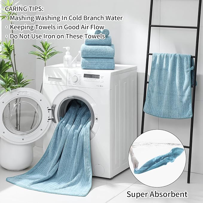 Ultra Soft Bath Towel Set, 12 Piece Family Bathroom Towels Set - Image 6