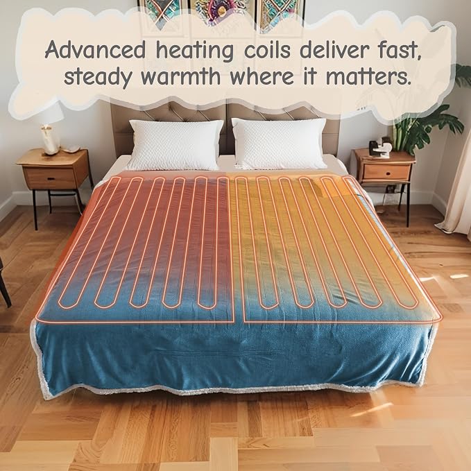 Electric Heated Blanket Twin Size 62"x84", Soft Flannel - Image 4