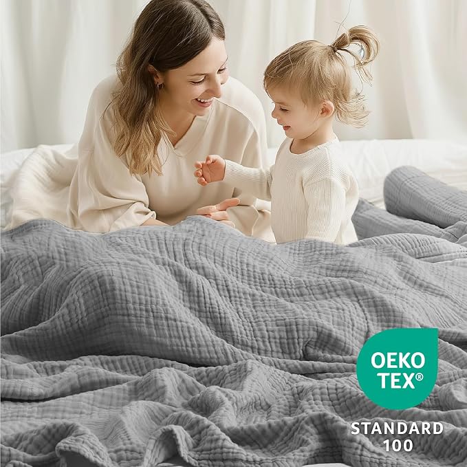 100% Cotton Muslin Blanket Large 50" x 70", 6 Layers Breathable and Lightweight - Image 6
