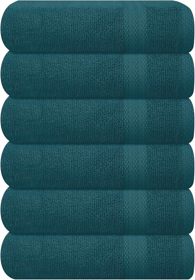 GLAMBURG Ultra Soft 6-Piece Hand Towel Set 16x28-100% Ringspun Cotton by GLAMBURG