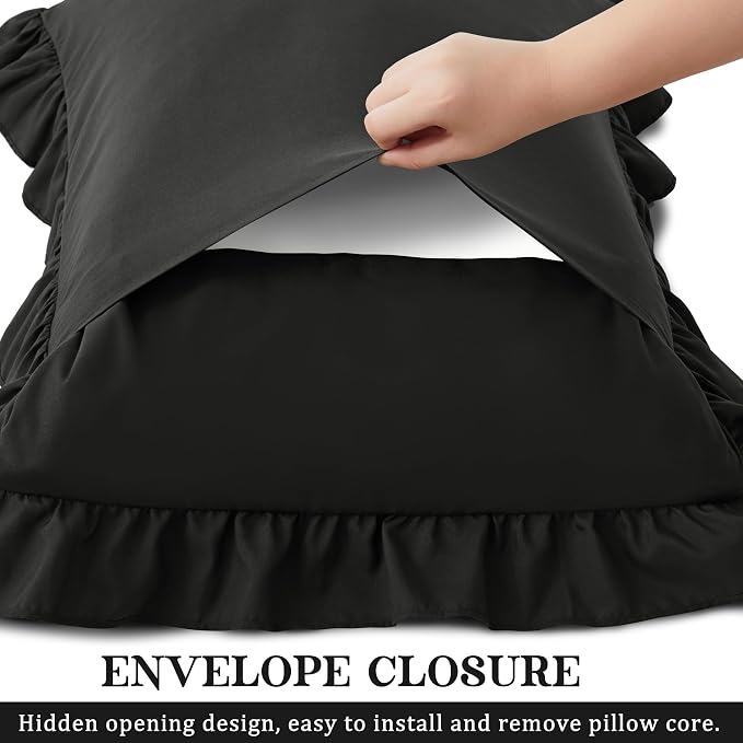 KKJIAF Ruffle Pillow Cases Queen Size Set of 2, Ruffled Pillow Covers - Image 5
