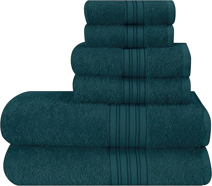 BOUTIQUO 6 Pack Cotton Towel Set, Contains 2 Bath Towels 28x55 inch, 2 Hand by BOUTIQUO