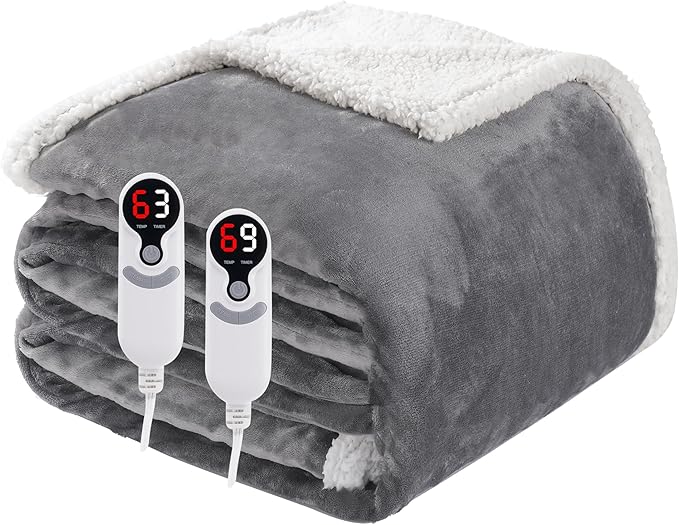 Electric Heated Blanket Queen Size 84"x90", Soft Flannel by Soypipo