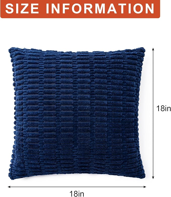 Aegero Pack of 2 Corduroy Decorative Throw Pillow Covers 18x18 InchSoft Boho - Image 7