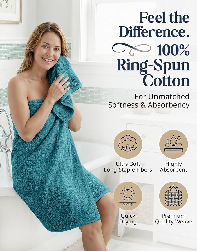 LANE LINEN Luxury Cotton Bath Towel Set of 6 - Image 2