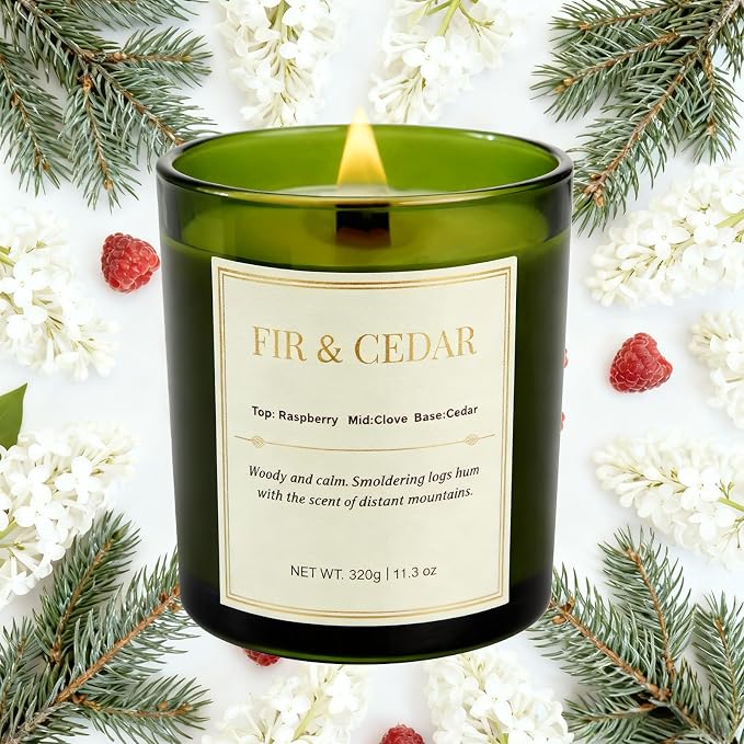 2 Pack Wood Wick Scented Candle Gift Set –Balsam Fir & Cedarwood Natural Soy - Image 2
