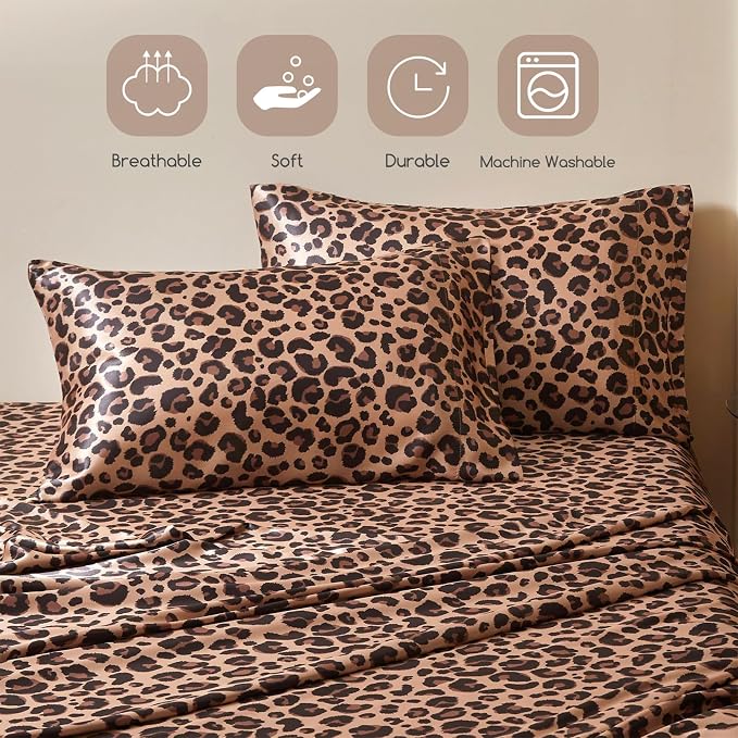 MR&HM Satin Bed Sheets with Elastic Corner Straps, California King Size Sheets - Image 6