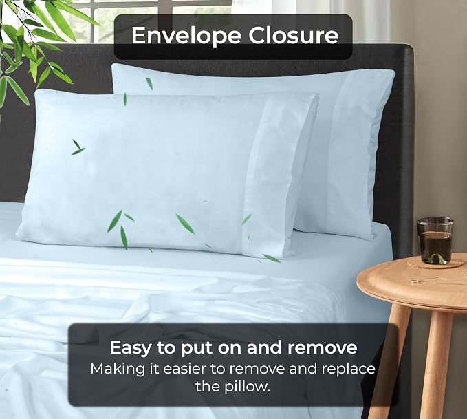 Royale Linens Cooling Pillow Cases Queen Size Set of 2-100% Rayon Derived from - Image 6