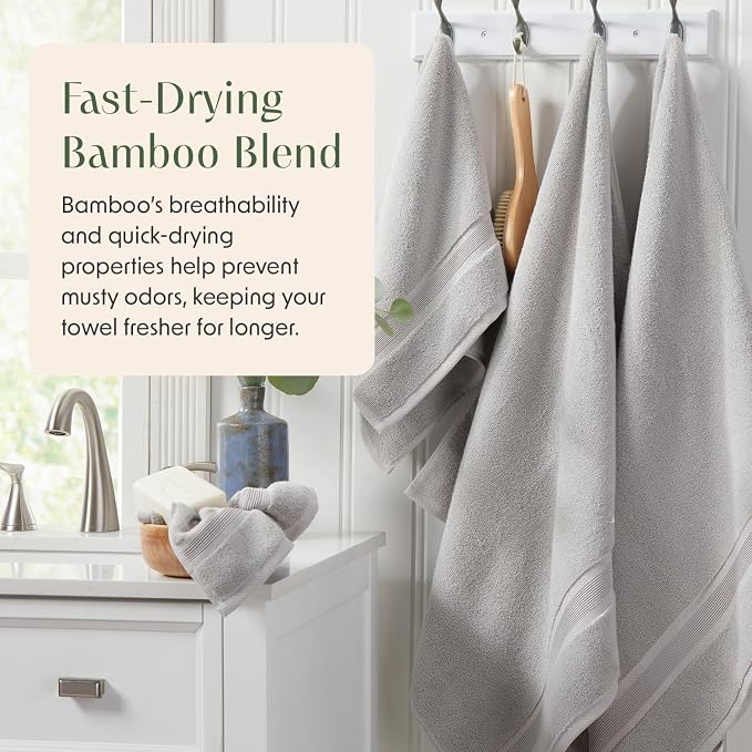 Springtree Home Luxury Bamboo Rayon Bath Towel Set of 4 | 35% Bamboo Rayon - Image 3