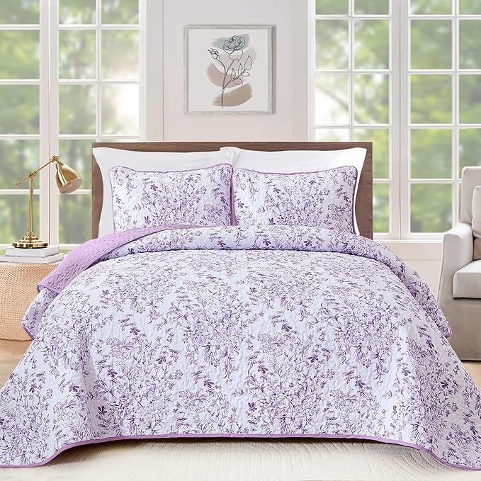 WONGS BEDDING Quilt Queen Size, Botanical Quilt by WONGSBEDDING