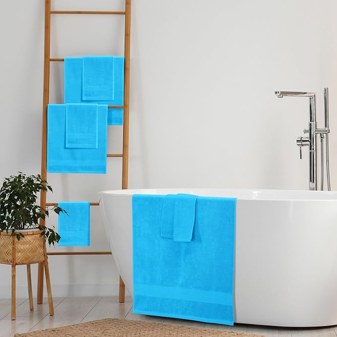 Belizzi Home 8 Piece Towel Set 100% Ring Spun Cotton, 2 Bath Towels 27x54 - Image 4
