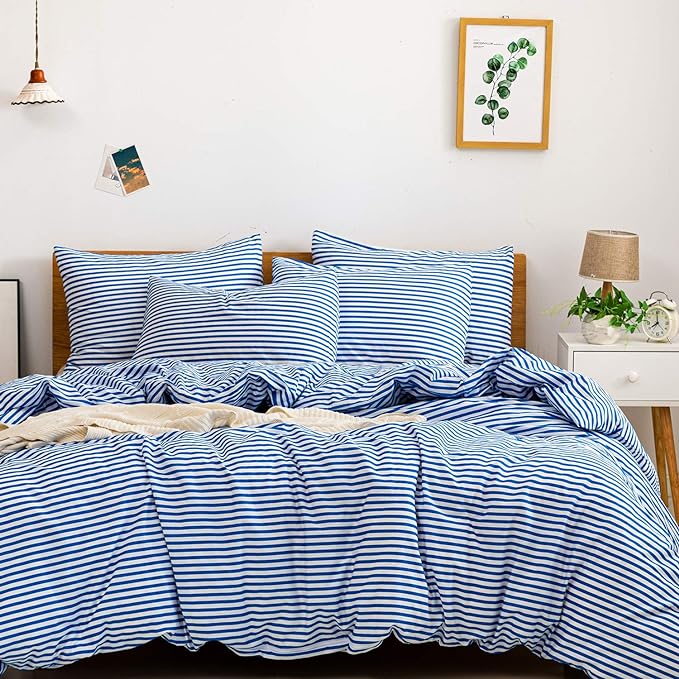 JELLYMONI 100% Natural Cotton 3pcs Striped Duvet Cover Sets, by JELLYMONI
