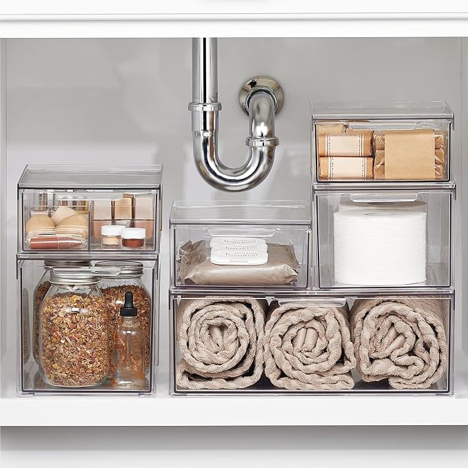 mDesign Plastic Stackable Bathroom Storage - Image 2
