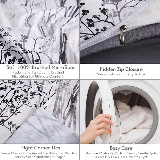 LONAVA Queen Botaincal 3 Pcs Duvet Cover Set, Breathable Soft Microfiber Deep - Image 7