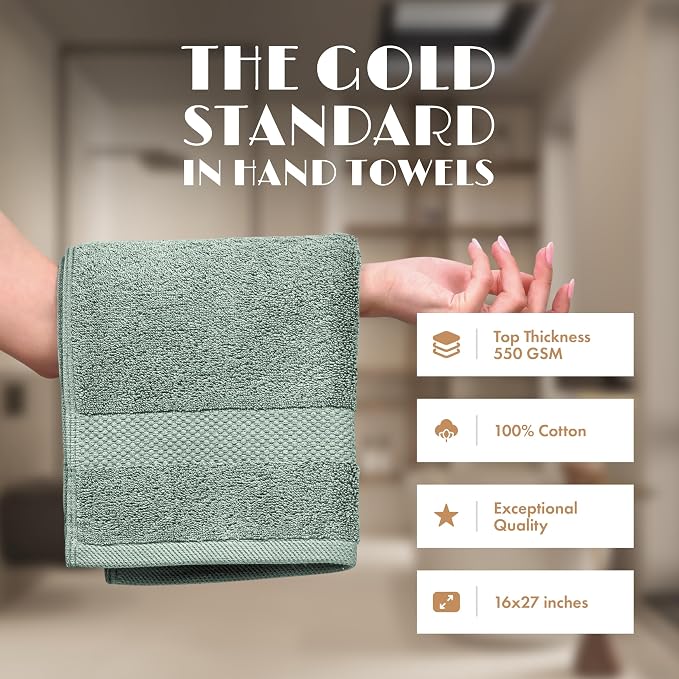 White Classic Green Hand Towels - Image 2