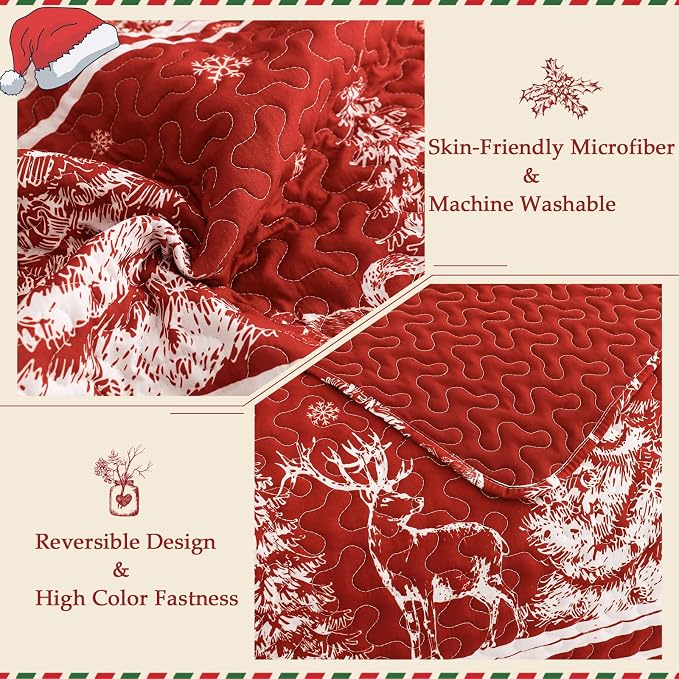 Exclusivo Mezcla Reversible Christmas Quilts King Size - Image 3