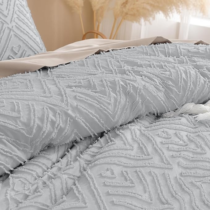 Andency Light Grey Comforter Oversized King Size Set 120''x98'', 3 Pieces Gray - Image 5