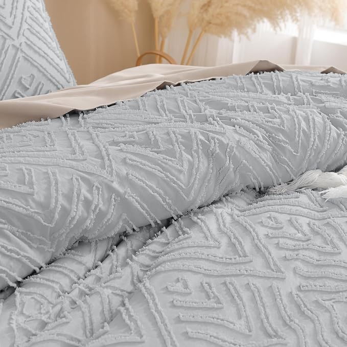 Andency Light Grey California King Comforter Set, 3 Pieces Boho Tufted Cal King - Image 5