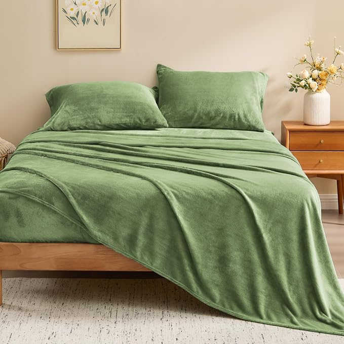 BEDELITE Flannel Sheets Full Size Green - Image 2