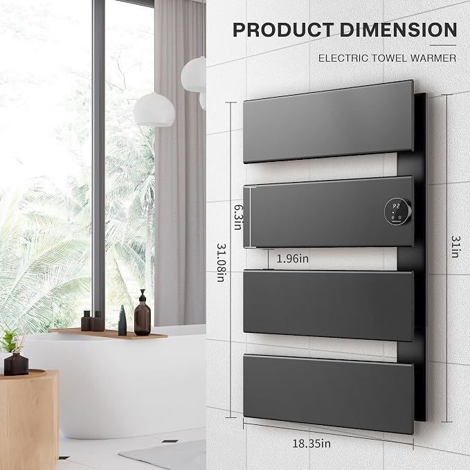 K&KALONZO Electric Towel Warmer, 18.35" W x 31" H Wall-Mounted Towel Heater - Image 5