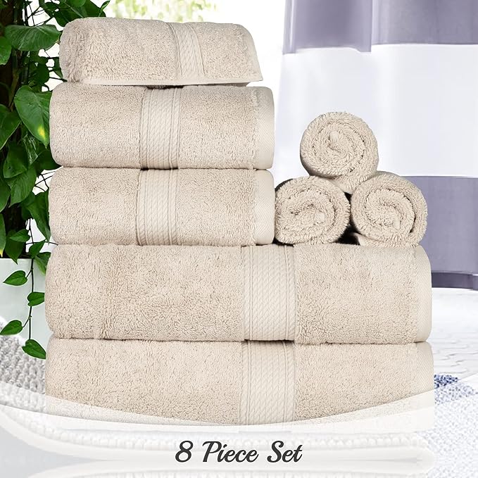 SUPERIOR Egyptian Cotton Pile 8 Piece Towel Set, Includes 2 Bath, 2 Hand - Image 10