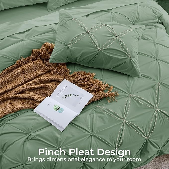 Sasttie King Size Comforter Set, 7-Piece Bed in a Bag, Pintuck Bedding Set - Image 4