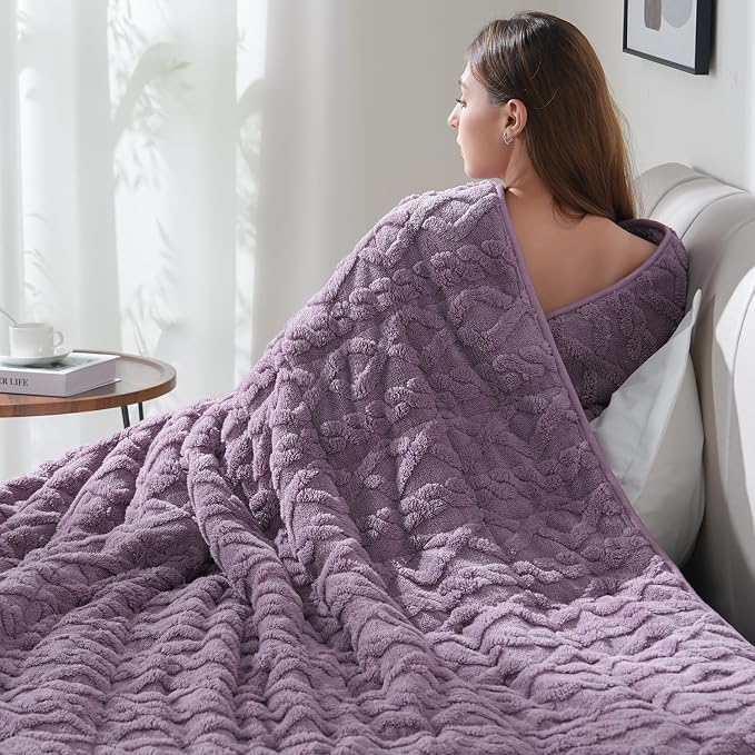 20lbs Weighted Blanket for Adults, Thick Fuzzy Jacquard Sherpa Weighted Blanket by Home