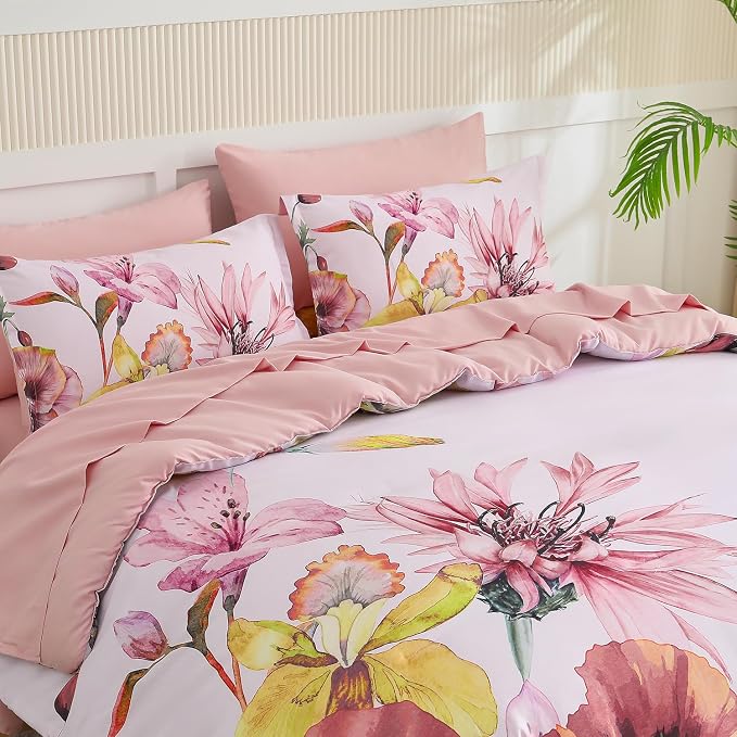 Yogeneg King Size Comforter Set 7 Piece Bed in a Bag, Elegant Floral Botanical - Image 2