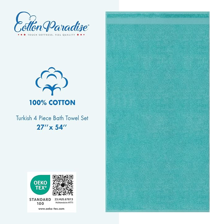 Cotton Paradise 4 Piece Turkish Bath Towels - Image 4
