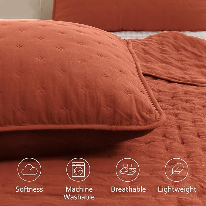 ROARINGWILD Burnt Orange Quilt Sets Queen Size - Image 3