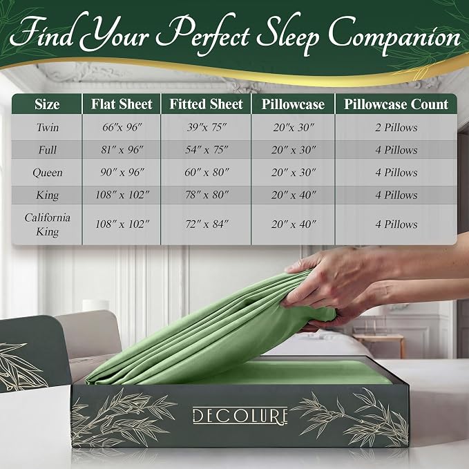 DECOLURE 100% Viscose Derived from Bamboo Sheets California King Size - Image 8