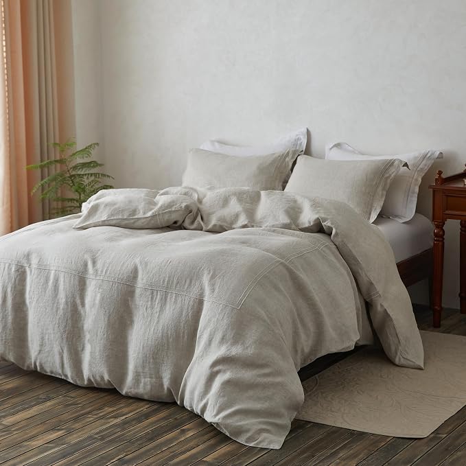Simple&Opulence 100% Washed Linen Duvet Cover Set 104"x92" - Image 8